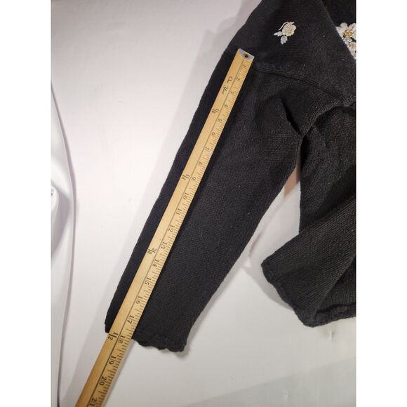 Kathie Lee Vintage 90's Embroidered Floral Basket Sweater L Cottagecore Cozy - Picture 9 of 9